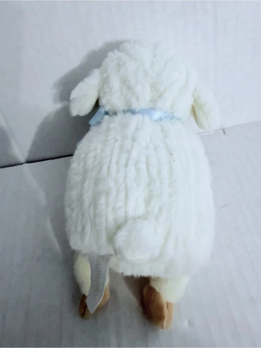 Swan Fay Praying Hands Plush White Lamb with Light Blue Bow
